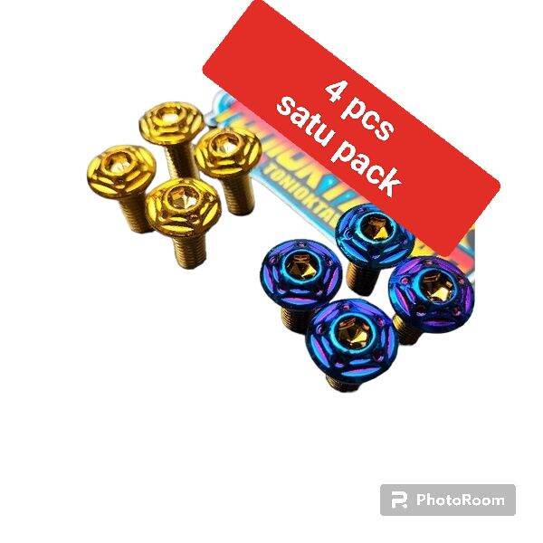 Promo Baut Disc Cakram Baut Piringan Cakram Full Drat M8x20 Model Bintan Gold Biru Universal