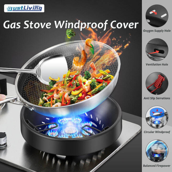 JustLiving Stainless Steel Gas Stove Windshield with Heat Gathering