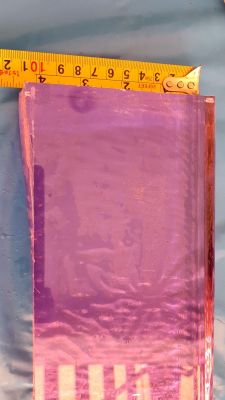 2.20 kg Pink glass Rough สีชมพู ก้อน กระจก เจียได้ทุกชนิด แกะสลักด้วย Lab created Glass rough" (ความยาว X ความกว้าง 11X4 inch นิ้ว)(ความหนา 1.50 inch นิ้ว)