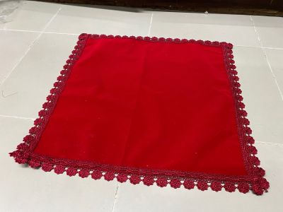 ผ้ารองฐานพระ ผ้ารองพาน ผ้าแดงกำมะหยี่  ผ้าแดง ผ้าแดงรองวัตถุมงคล ผ้าแดงปูโต๊ะไอ้ไข่ ผ้าแดงรององค์เทพ