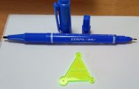 Aปากกาเคมี สีน้ำเงิน+เพลทขีดขอบข้าง 2.5, 3, 4 , mm.