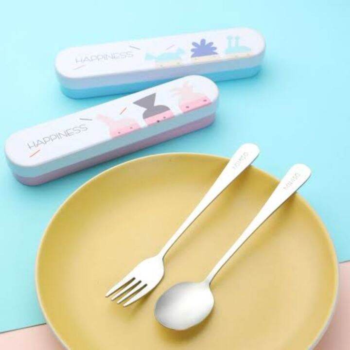 STAINLESS STEEL CUTLERY SET (Spoon+ Fork) WITH CASE by Miniso | Lazada PH