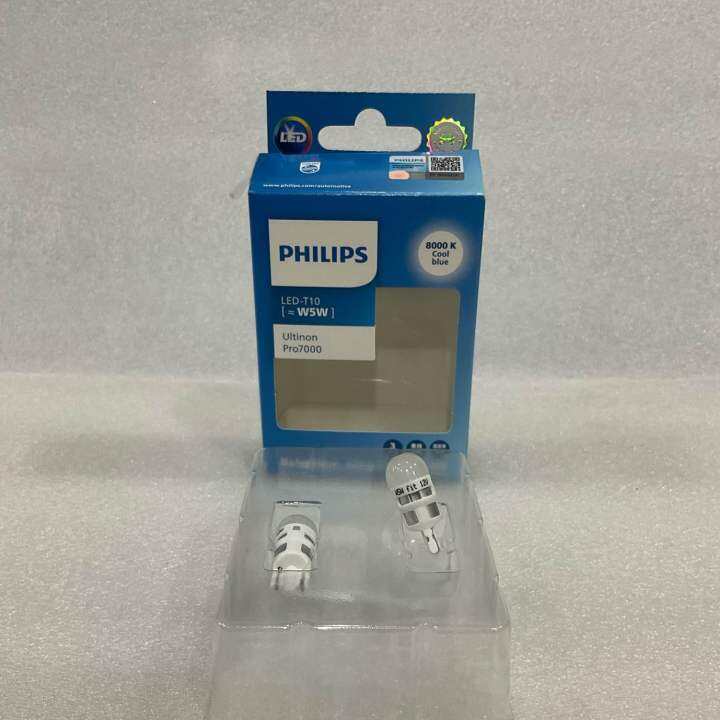 หลอดไฟ-ส่องป้าย-ไฟหรี่-1คู่-รุ่นใหม่-ปี-2023-philips-t10-led-w5w-ultinon-pro7000-8000k-แสงขาว