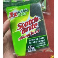 3M Scotch-Brite® Scrub Sponge แผ่นใย+ฟองน้ำทำความสะอาดขนาด 3x4 นิ้ว