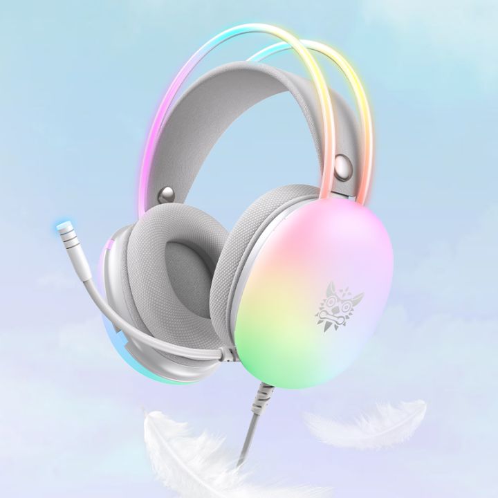 ONIKUMA X25 White RGB Light Double-Head Beam Noise Cancelling ...