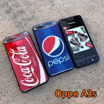 เคส Oppo A3s เคสขอบยาง หลังเงา ไม่กัดขอบ Case Pepsi Coke iG