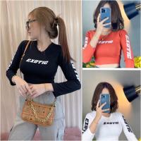 เสื้อแขนยาว?️ส่งฟรี?️ครอปแฟชั่น อก30-36”ยาว16นิ้วผ้าเรย่อนไม่บาง