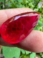 รูบี้ ทับทิม เหลี่ยมชั้น รูปไข่ หนักรวม 54 กะรัต CARATS ....(1 เม็ด)พลอย สังเคราะห์ LAB MADE THAI RUBY OVAL13X38 MM มิลลิเมตร STEP CUT