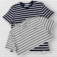 Maison Kitsune fox-embroidered striped short sleeves