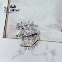 Kr silver | แหวนเงินแท้ ใบมะกอก ฝังเพชร cz / ใบมะกอก สัญลักษณ์แห่งชัยชนะและความสำเร็จในอาชีพการงาน ขนาดไซส์แหวน US: (6) (7) (8) (9)