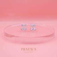 Praewa Jewelry - Ribbon Cherry earrings ต่างหูเงินแท้ เพชรสวิส