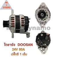 ไดชาร์จ DOOSAN ดูซาน 24V 80A ปลั๊กรี 1 เข็ม