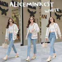 Alice mink เสื้อแจกเกตขนมิ้งนุ่ม ลายคลาสสิค ?? สีขาว