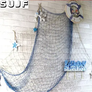 Nautical Fish Net Wall Decoration Beach Themed Ocean Decorations  Mediterranean