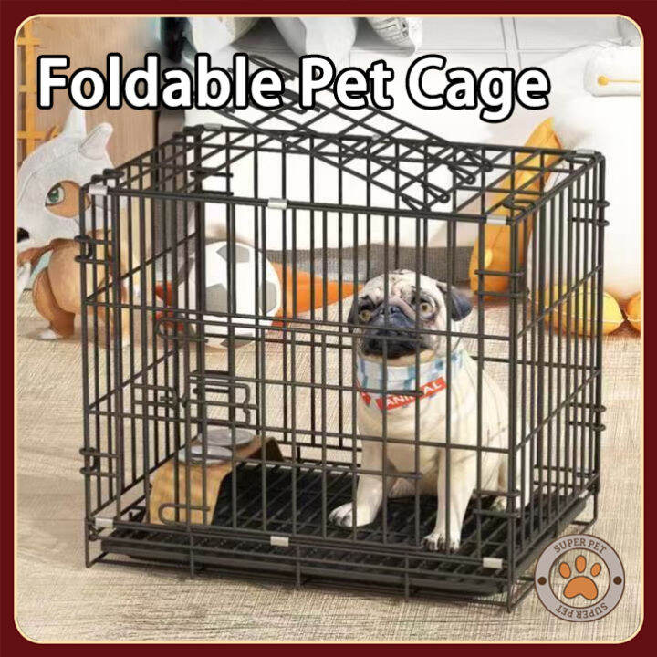 【With Poop Tray】Pet Cage Medium Foldable Dog Cage With Bedpan Tray Cat