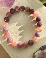 ? เลพิโดไลต์สีม่วงผสมทัวร์มาลีนสีชมพู 
( Lepidolite with Pink Tourmaline ) 
สีสวยหวานแต่ใส่ง่าย บางเม็ดของ lepidolite มีติดแร่ไมก้า ( mica ) ผสมทำให้มีความวิบๆวับๆด้วย 

?Size ลูกปัด 9 mm. ขนาด 16 cm. 
✨Weight 23 g.

?