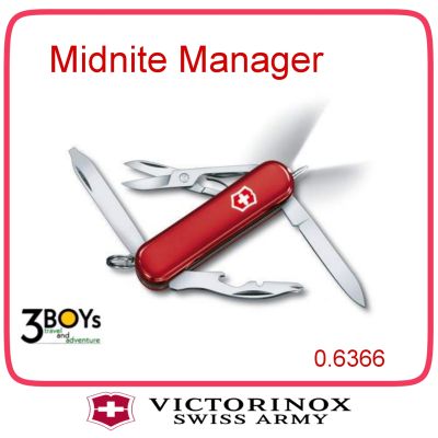 มีด Victorinox รุ่น Midnite Manager
 มีดขนาดเล็ก 10 ฟังก์ชั่น มีไฟ LED สีขาว 0.6366