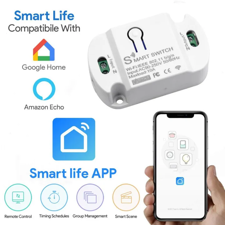 10A Smart Wifi Switch Tuya Smart Life App Control Timer Smart Home