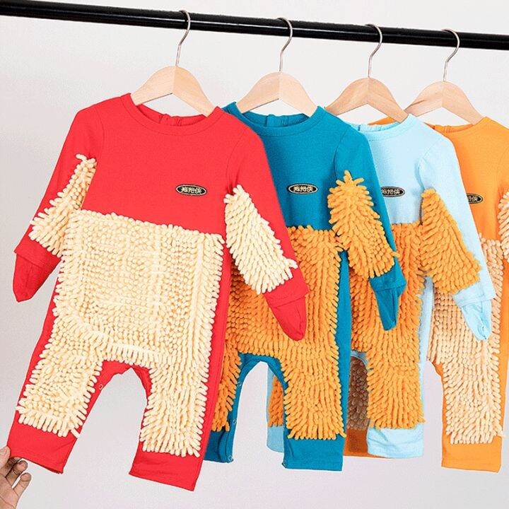 Baby Crawling Suit Baby Mop Jumpsuit Mop Clothes Jumpsuit AntiDirty