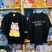 ?พร้อมส่ง เสื้อ ADLV BABY FACE CAT EARPLUG SHORT? SLEEVE T-SHIRT BLACK