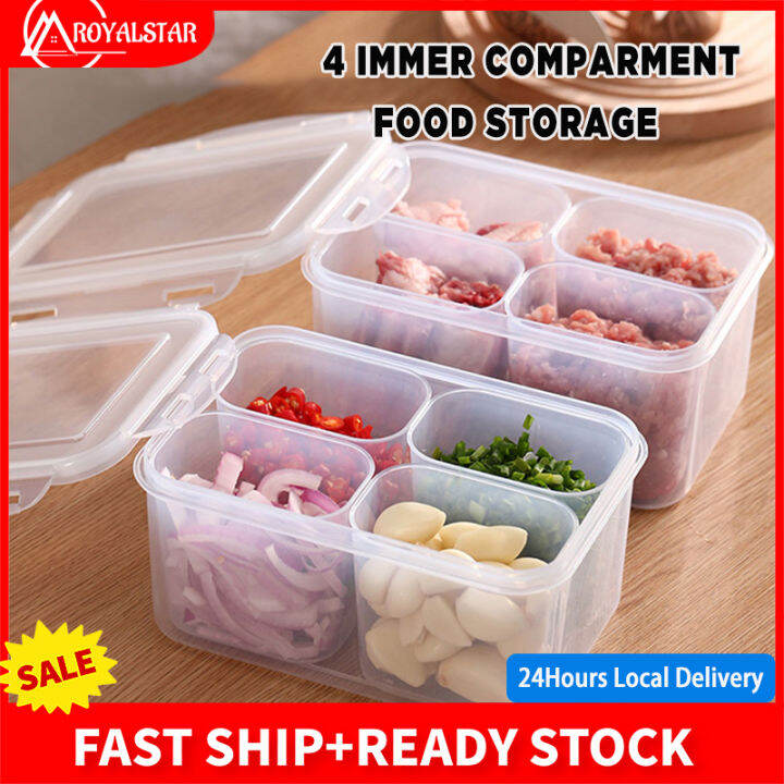 Royalstar Locaupin Airtight Lid 4 Compartment Fridge Organizer Food