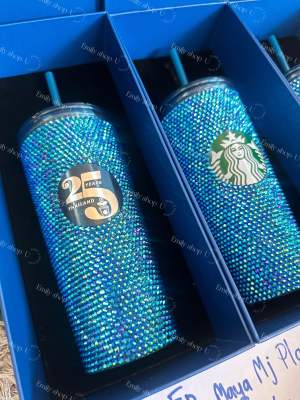 starbucks stainless steel blink blackpink ครอสตัล, 25 th คริสตัล 25th Anniversary blue Bling cold cup(16oz.) 💙