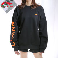 LI-NING เสื้อสเวตเตอร์บุขนกำมะหยี่สำหรับทั้งผู้ชายและผู้หญิงเสื้อกีฬามีฮู้ดคอกลมไม่มีฮู้ดแบบสวมหัวสำหรับคู่รักใส่ในฤดูใบไม้ผลิและฤดูใบไม้ร่วงแบบใหม่ปี2023