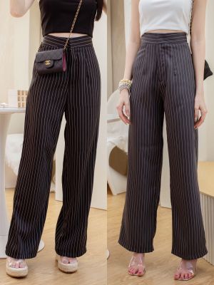 Dewishes 🤍🖤 Stripe Long Trousers กางเกงขายาวเอวสูง กระบอกตรง ลายริ้ว