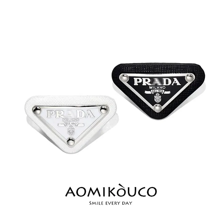 PRADA High Quality Inverted Triangle Logo Metal Letter Brooch Pin Leather  Badge Jewelry Simple Niche Design Accessories | Lazada