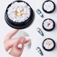 ??หัวใจแต่งเล็บ หัวใจคาเวียร์ หัวใจสีขาว Love Heart Resin Nail Art Decoration White Loving Stones With Steel Beads Nail Rhinestones Parts For DIY Manicure Decors