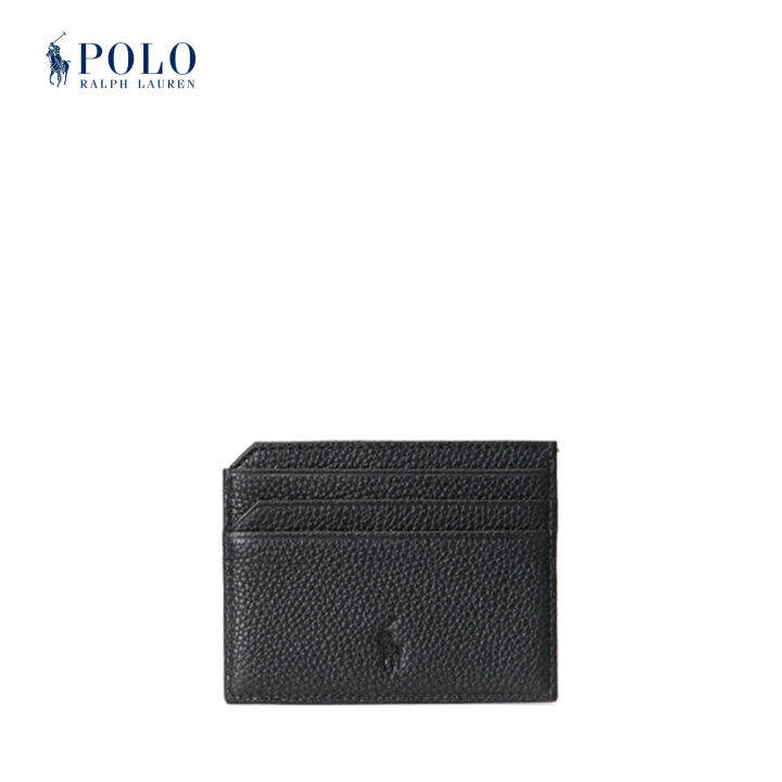 Polo Ralph Lauren Men Pebbled Leather Card Case (Black) Lazada