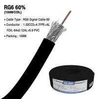 สายสัญญาณ RG6 60% ยาว100เมตร  สีดำ ยี่ห้อ GLINK