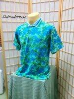 Cottonblouse #SK038 เสื้อโปโลฮาวาย ช. เสื้อยืดลายดอกสีสด ผ้าทอลายปีเก้-ลาครอส  เกรดพรีเมี่ยม