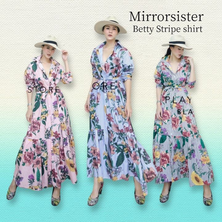 mirrorsister-30927-10-แมกซี่เดรส-เดรสยาว-ชุดเดรส-เดรสลายดอก-ชุดไปเที่ยว-ชุดไปงาน-ชุดออกงาน-เดรสเรียบหรู-ชุดออกงาน-เดรสระบาย