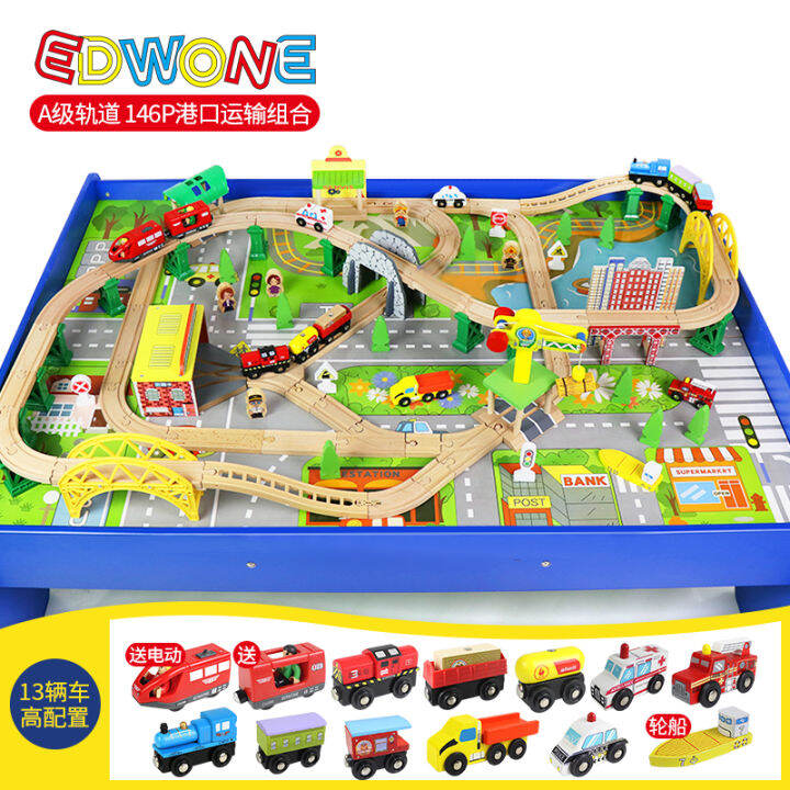 EDWONE รถไฟรางไม้ P รถไฟของเล่นรางไม้โต๊ะท่องเที่ยวของเล่นเด็ก | Lazada ...