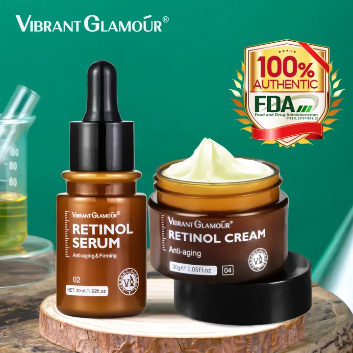 VIBRANT GLAMOUR FDA Natural Retinol Set Face Cream + Facial Serum VA ...