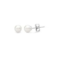 ต่างหูไข่มุกแท้ ขนาด 6 มม. Pearl Stud Earrings ตัวเรือนเงินแท้