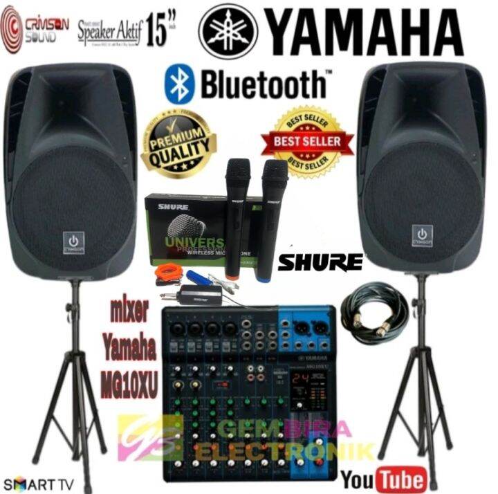 Paket Speaker 15 inch Aktif Pasif Crimson mixer yamaha MG10XU Audio Outdoor indoor sound system