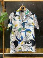 E52ชบาขาว เสื้อฮาวายผ้าไหมอิตาลี