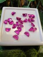 LAB CREATED GEMSTONES PINK RUBY  COLOR CORUNDUM HALF MOON 4X6 MM 10 PCS