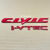 โลโก้ CIVIC I-VTEC ติด FD สีแดง ชิ้นงานโลหะ ราคาต่อคู่ 2 ชิ้น