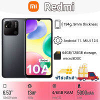 (จัดส่งฟรี)Redmi 10A โทรศัพท์มือถือใหม่ (ต้นฉบับ 100%) 6.53 -inch หน้าจอขนาดใหญ่ RAM 6G ROM 128GB 1 ปีรับประกันฟร