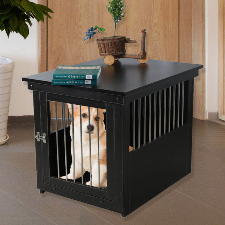 Wooden Stainless Steel Dog Crate MediumSized Dog Small Dog with Toilet