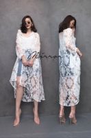 (นางแบบใส่ชุดขาย) SX v2 A bit of Sexy Seethrough Long Dress Cardigan เดรสลูกไม้ เดรสซีทรู เสื้อคลุมยาว เสื้อคลุมลูกไม้ซีทรู ปกเชิ๊ตตัวยาวกระดุมหน้า แขนศอก ใส่เป็นเสื้อคลุมเก๋ๆก้อได้ เซ็กซี่เบาๆ เสื้อคลุมลูกไม้ ผ้าลูกไม้ซีทรู **งดรับลค.ดราม่า