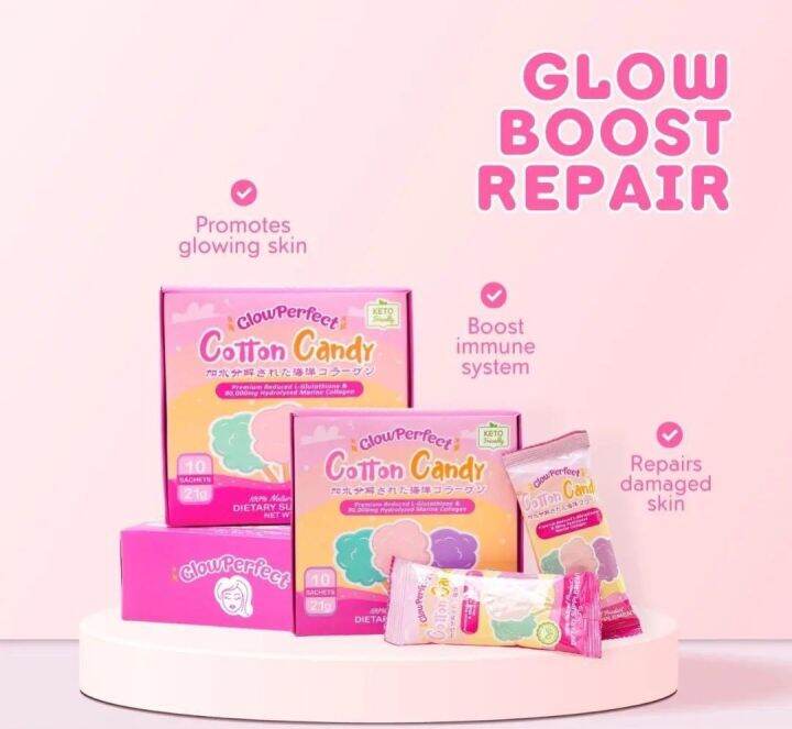 Glow Perfect Cotton Candy with LGlutathione and Marine Collagen