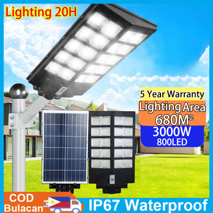 Years Warranty Solar light Outdoor Waterproof IP67 3000W Lighting 800LED  Constant Light/Human Induction Road Light Solar light Street Light With  Mounting Pole Remote With Remote Control Apply to Garage Street Garden