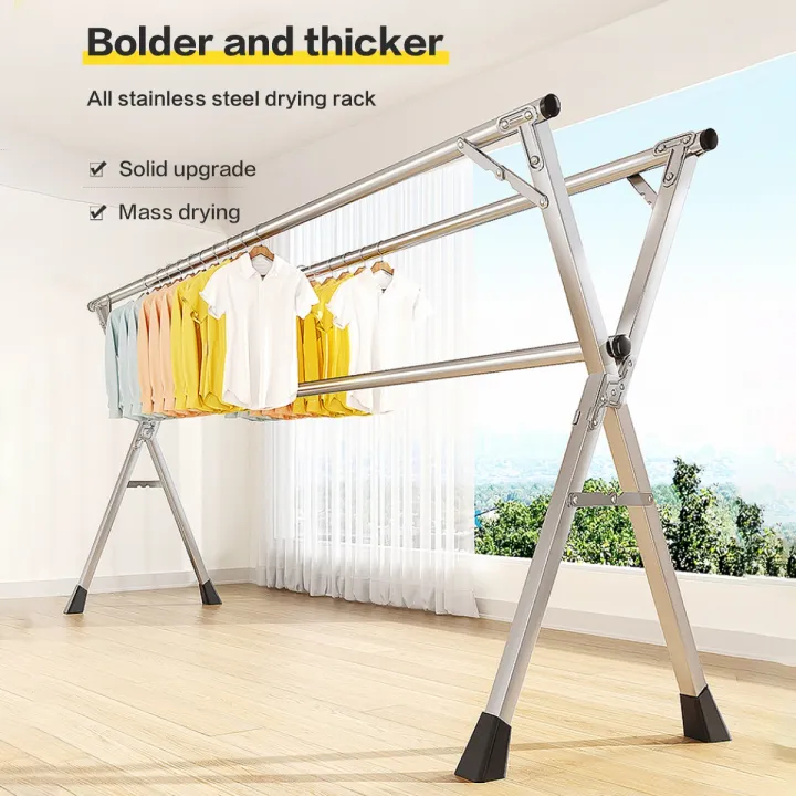 SWL 3 Tier Foldable Concertina Airer Dryer Rack 14m Clothes Drying Space - Indoor Outdoor