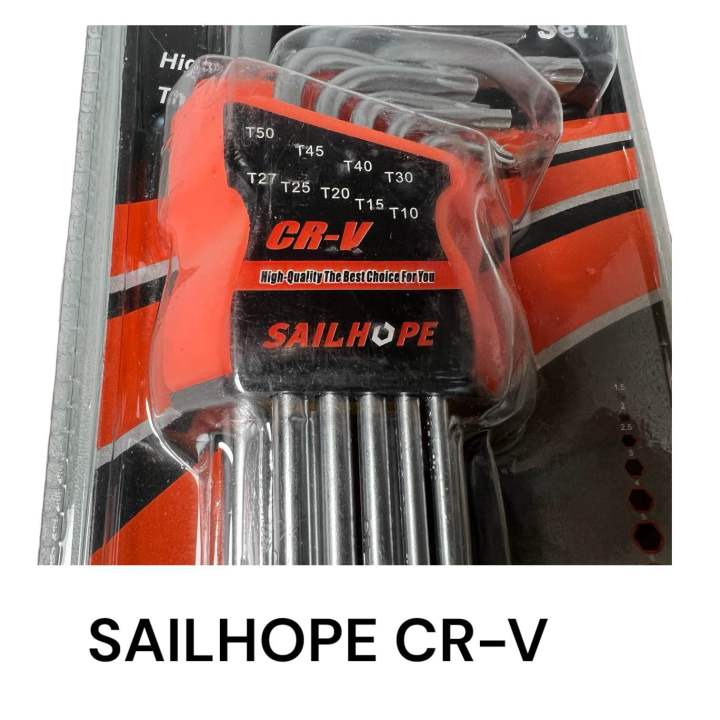 ประแจท๊อค-ประแจดาว-9-ตัวชุด-sailhope-รุ่นยาว-เหล็ก-cr-v-t10-t50-cr-v