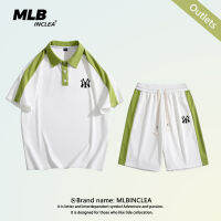 MLB inclea เสื้อโปโลแขนสั้นคอแบะแบบปะต่อสีคอนทราสต์ชุดคู่รักลำลองกีฬาแฟชั่นแบบใหม่ฤดูร้อนสำหรับผู้ชาย