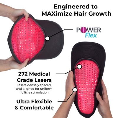 Hairmax POWERFLEX หมวกใบโปรด 272 หัวเลเซอร์พร้อมแบตเตอรี่พกพา